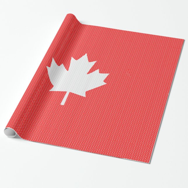 Papel De Presente Knit Style Maple Leaf Knitting Motif (Desenrolado)