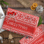 Papel De Presente Knitted Stitch Pattern1 Red/White ID208<br><div class="desc">For some holiday fun,  wrap your gift in this 'Ugly Sweater' knitted stitch pattern that features big snowflakes and the text 'Christmas'. Search ID208 to see additional products with this design and more cross stitch patterns.</div>