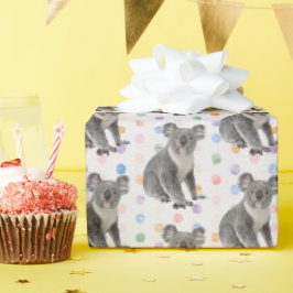 Papel De Presente Koala Bears em Bolinhas