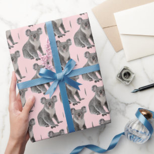 Papel De Presente Koala Bears em rosa-reluzente  