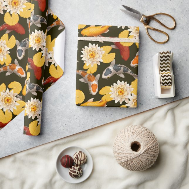 Papel De Presente Koi Fish Pond (Artesanato)