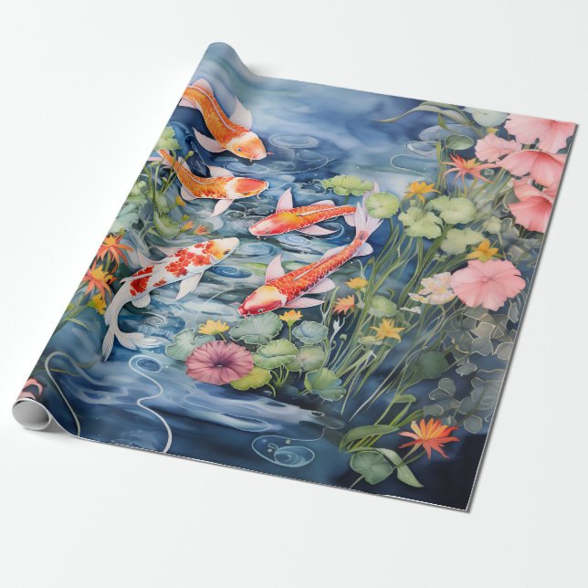 Papel De Presente Koi Pond (Desenrolado)