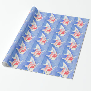 Papel De Presente Koi vermelho e branco