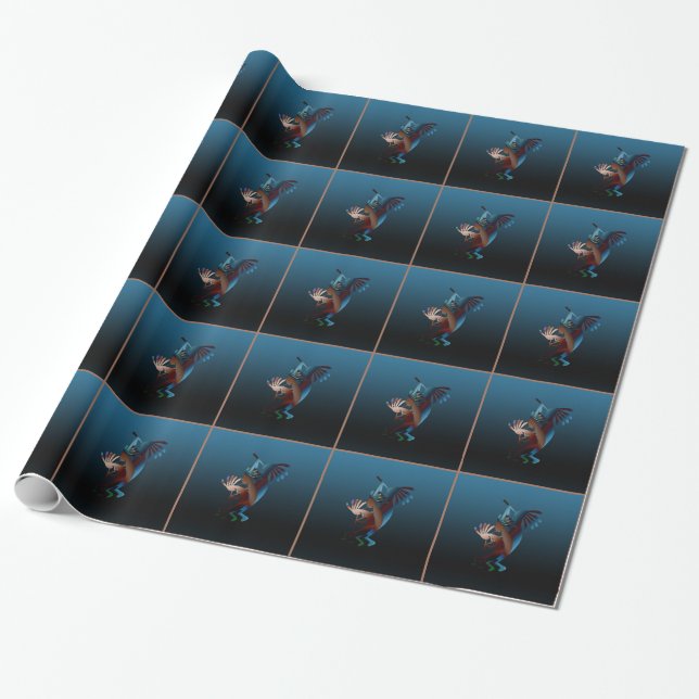 Papel De Presente Kokopelli Blues Music (Desenrolado)