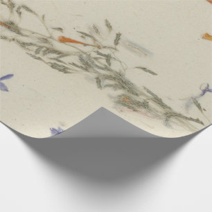 Papel De Presente Kraft Floral Petals Mulberry Forget-me-not