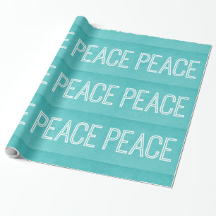 Papel De Presente Kraft Peace Wrapping Paper, Aqua