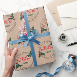 Papel De Presente Kraft Por Favor, Entregue Ao Natal Personalizado