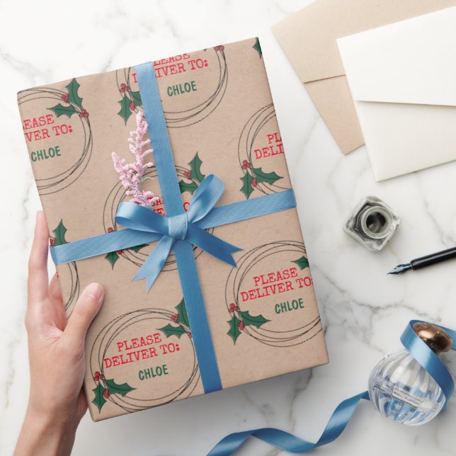 Papel De Presente Kraft Por Favor, Entregue Ao Natal Personalizado (Presentear)