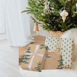 Papel De Presente Kraft Watercolor Winter Pine Green Tree Christmas<br><div class="desc">Kraft Watercolor Winter Pine Green Tree Christmas</div>