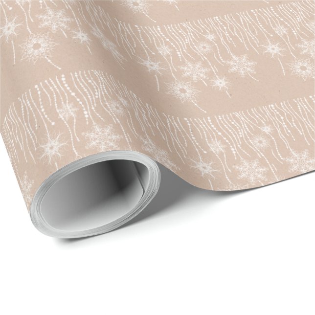 Papel De Presente Kraft Winter White Christmas Elegant (Ponta do rolo)