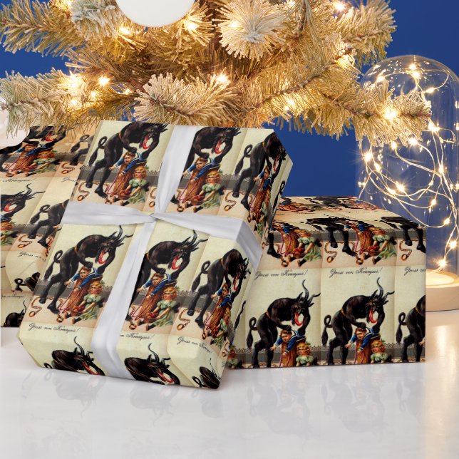 Papel De Presente Krampus Kids no Besta de Natal Feriado (Feriados)
