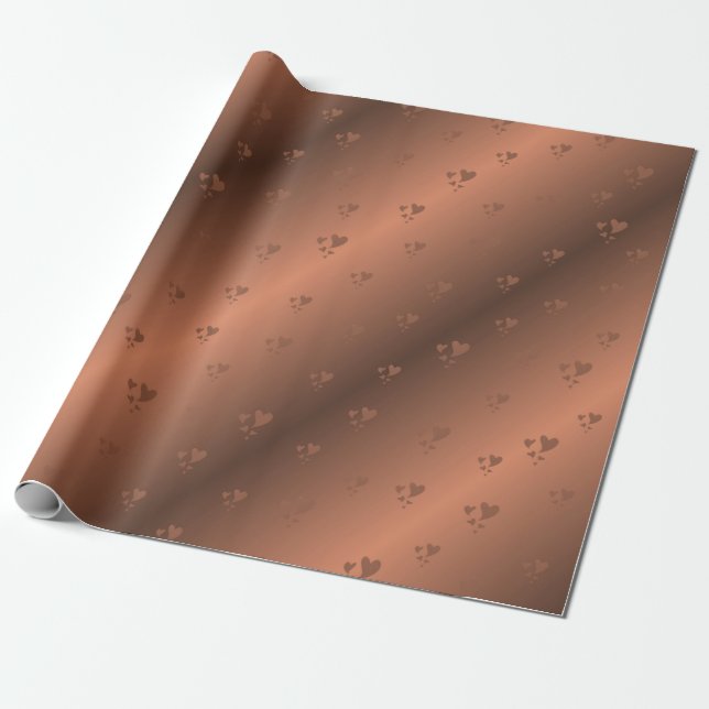 Papel De Presente kupfer, marrom, natal, corações, xmas, brilhante, (Desenrolado)