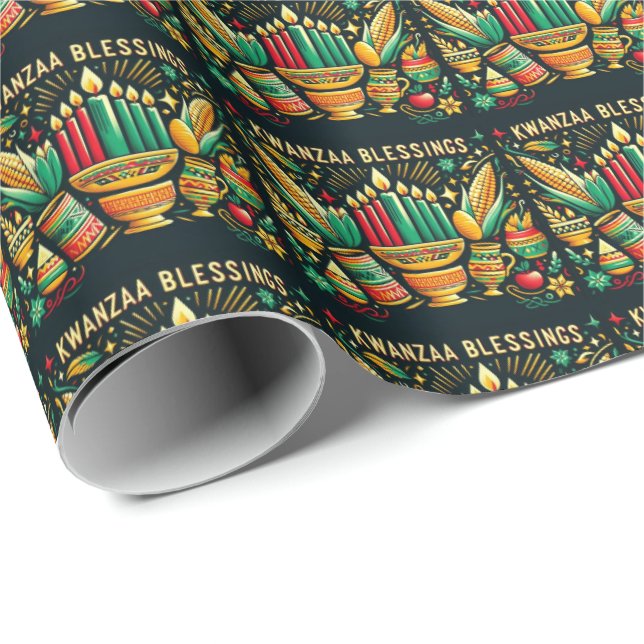 Papel De Presente Kwanzaa Blessings Wrappaper (Ponta do rolo)