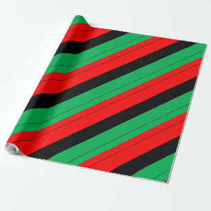 Papel De Presente Kwanzaa Colors Red Black Green Stripes Padrão