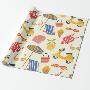 Papel De Presente La dolce Vita padrão de verão italiano na praia