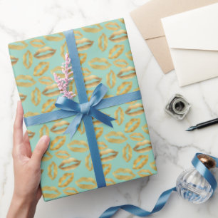 Papel De Presente Lábios Glitz Do Minúsculo Dourado