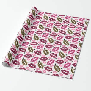Papel De Presente Lábios reluzentes: Padrão de Moda Leopardo