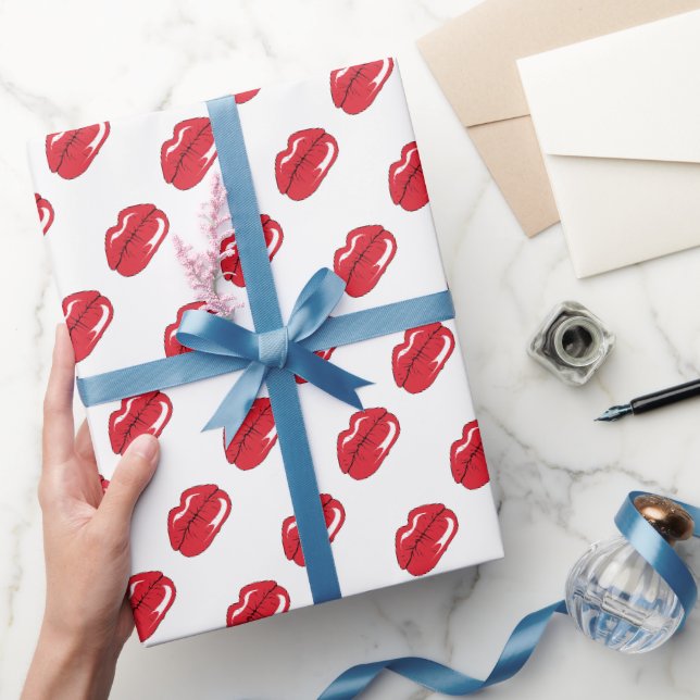 Papel De Presente Lábios Vermelhos Engraçados  (Presentear)