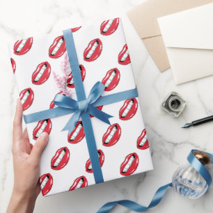 Papel De Presente Lábios Vermelhos Engraçados 