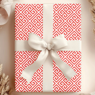 Papel De Presente Labirinto Vermelho da Chave Grega