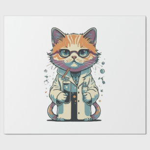 Papel De Presente Laboratório de Gatos Focado