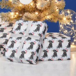 Papel De Presente Laboratório Preto vestindo Chapéu Natal ou Foto Pe