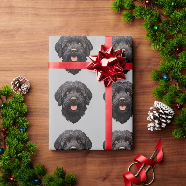 Papel De Presente Labradoodle Black Dog (Presente de Natal)
