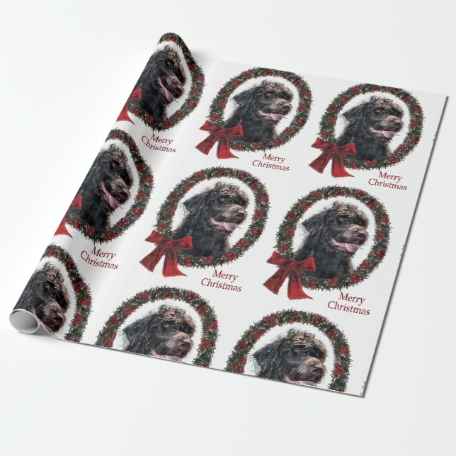 Papel De Presente Labradoodle Christmas (Desenrolado)