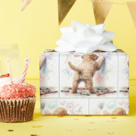 Papel De Presente Labradoodle Doodling em uma Parede