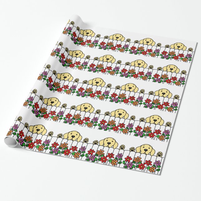 Papel De Presente Labrador amarelo que olha o (Desenrolado)
