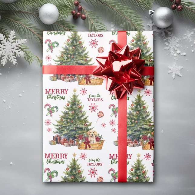 Papel De Presente Labrador Amarelo Retriever embaixo da árvore (Criador carregado)