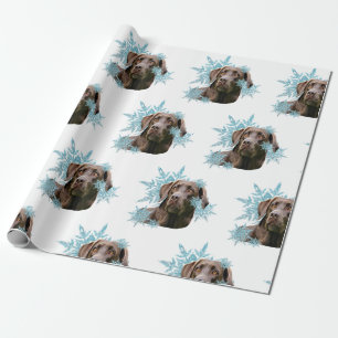Papel De Presente Labrador de chocolate nos flocos de neve