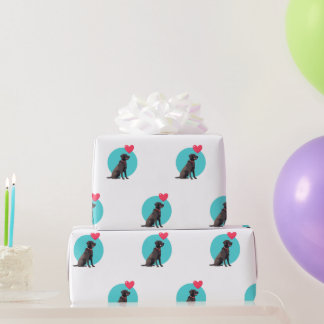 Papel De Presente Labrador Preto com Papel de Embalagem de Balão de