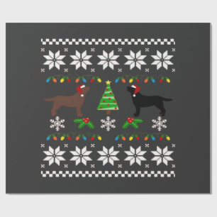 Papel De Presente Labrador Preto e Labrador Chocolate Feliz Natal