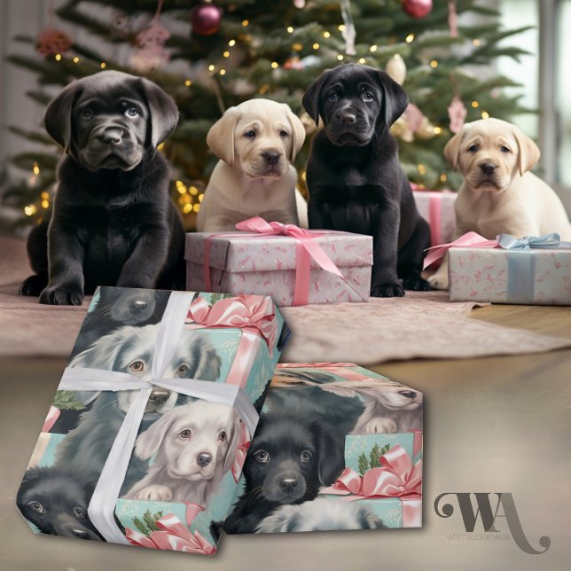 Papel De Presente Labrador Puppies em 3 cores (Criador carregado)