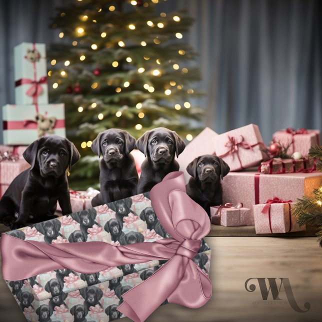 Papel De Presente Labrador Puppy Arcos Rosa Modernos Sm Natal (Criador carregado)