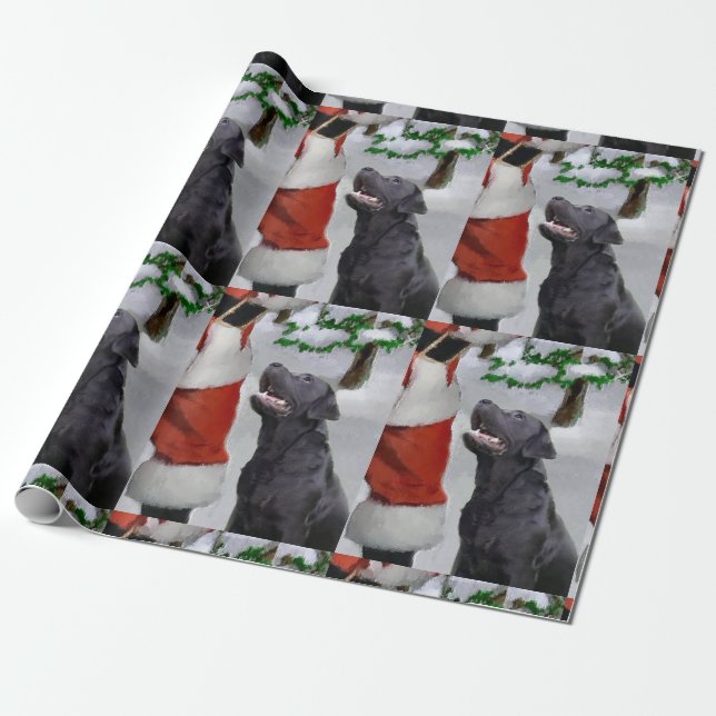Papel De Presente Labrador Retriever Acredite no Natal (Desenrolado)