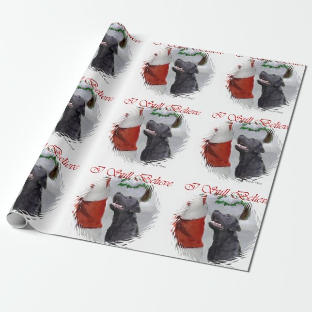 Papel De Presente Labrador Retriever Acredite no Natal (Desenrolado)