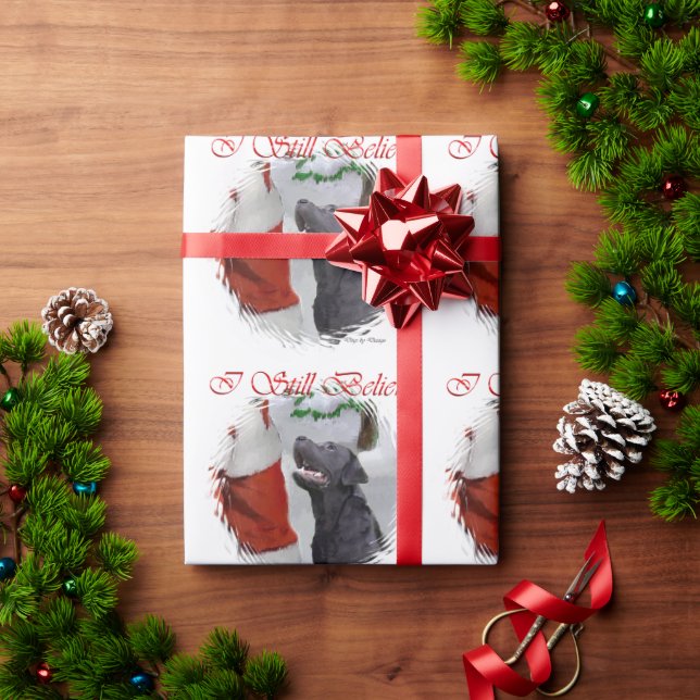 Papel De Presente Labrador Retriever Acredite no Natal (Presente de Natal)