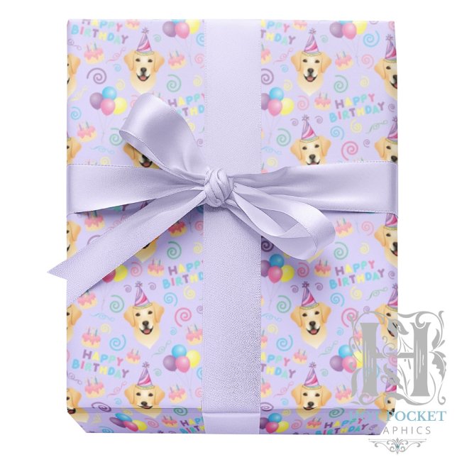 Papel De Presente Labrador Retriever Birthday Gift Wrapping Paper (Criador carregado)