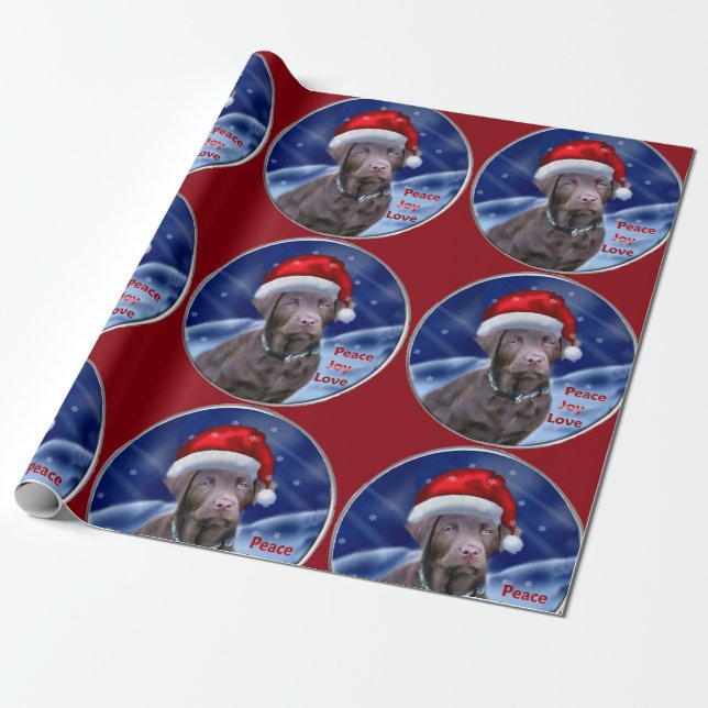 Papel De Presente Labrador Retriever Chocolate Natal (Desenrolado)