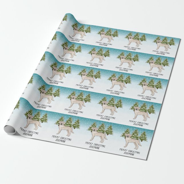 Papel De Presente Labrador Retriever Creme Cachorro Natal Texto Pers (Desenrolado)