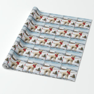 Papel De Presente Labrador Retriever Dog no Natal da Neve