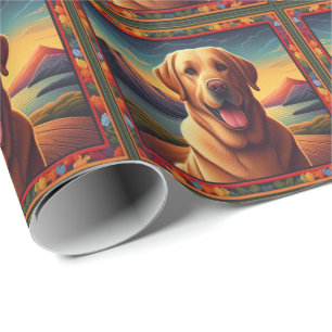 Papel De Presente Labrador Retriever Dog Paisagem floral