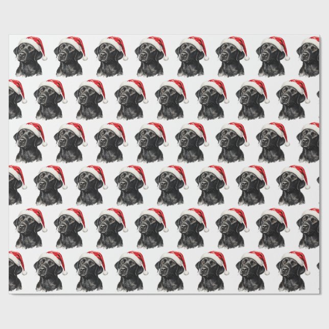Papel De Presente Labrador Retriever Preto de Natal  (Aberto)