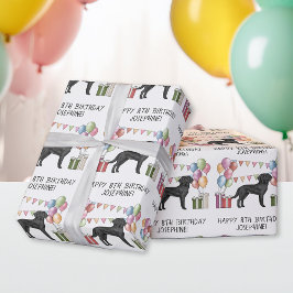 Papel De Presente Labrador Retriever Preto Lab Cachorro Aniversário 