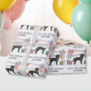 Papel De Presente Labrador Retriever Preto Lab Cachorro Aniversário