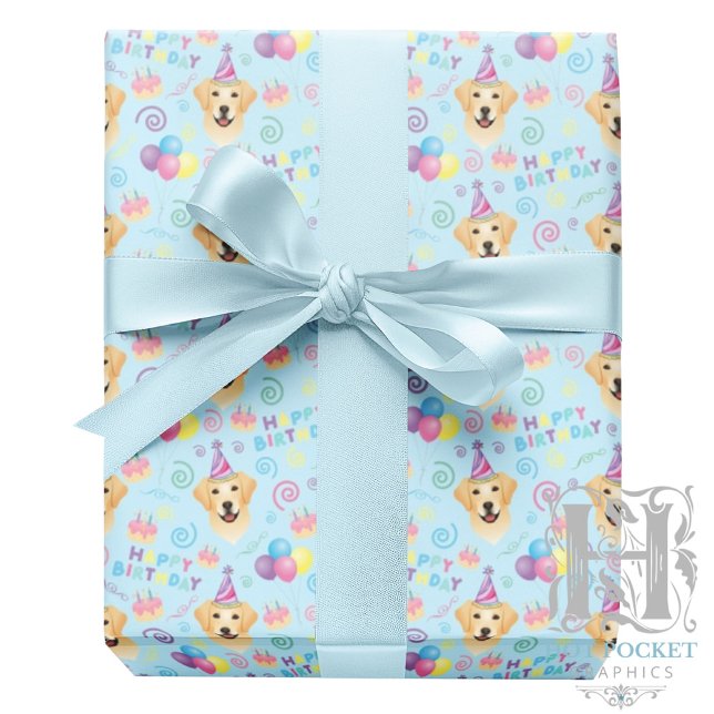 Papel De Presente Labrador Retriever Wrapping Paper in Blue (Criador carregado)