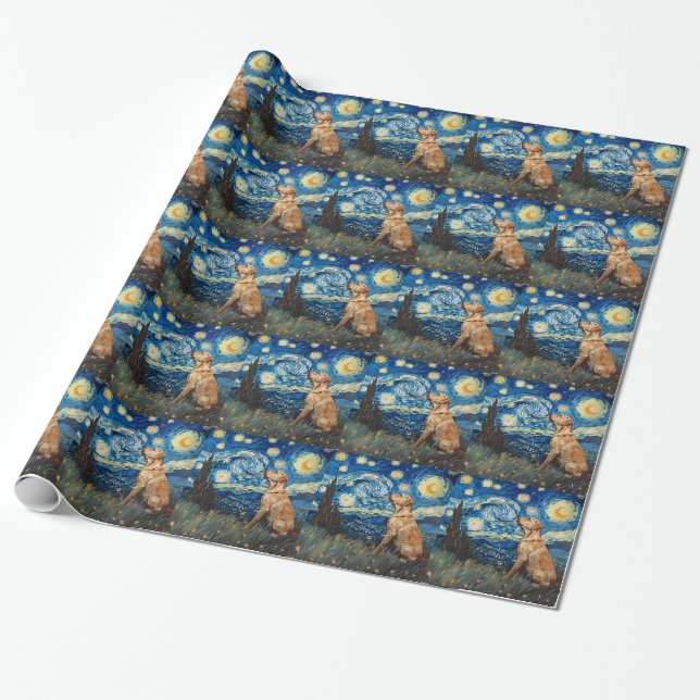 Papel De Presente Labrador Retriever Yellow Lab Dog StarNight (Desenrolado)