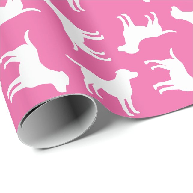 Papel De Presente Labrador Tema Cão - Chá de fraldas Rosa (Ponta do rolo)